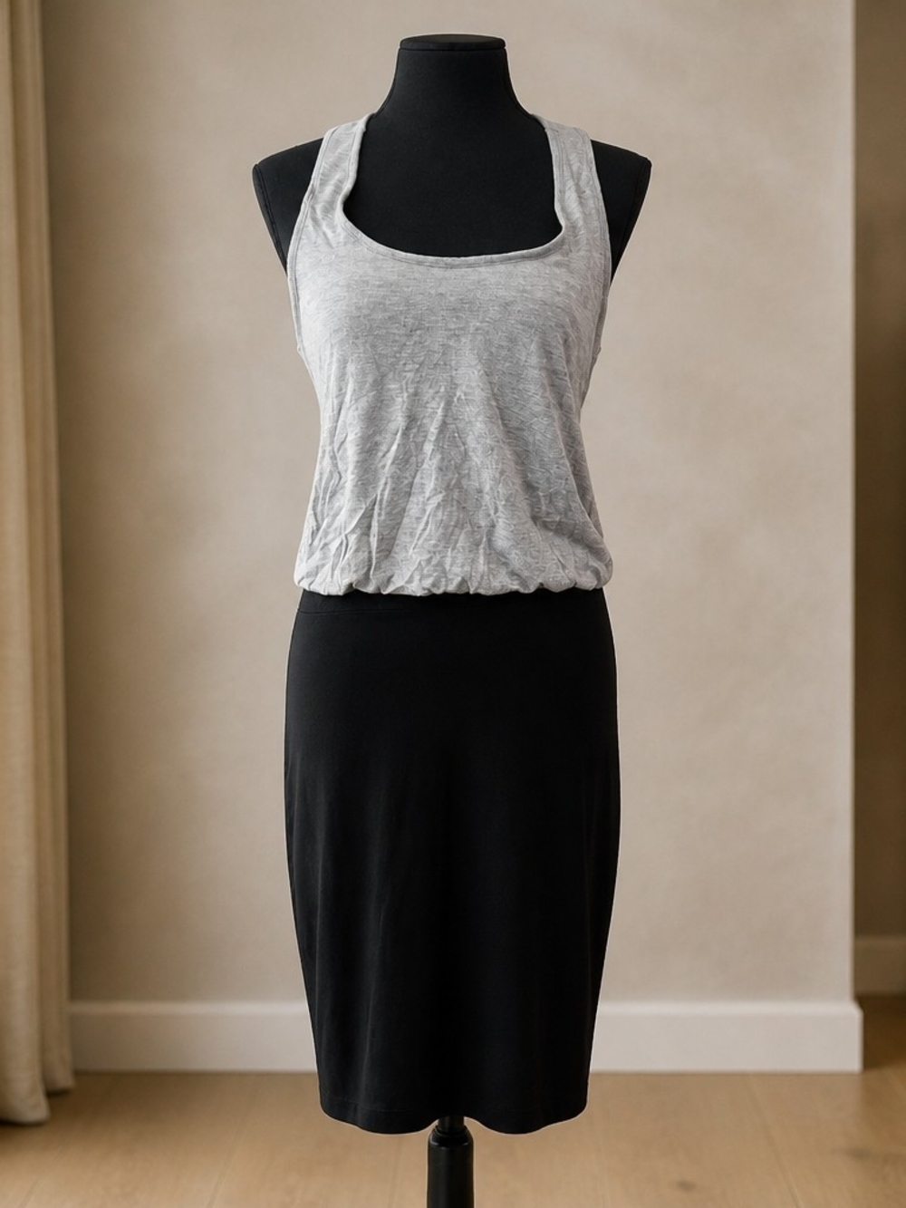 Armani Exchange Colorblock Racerback Mini Dress Womens Size M Gray Black Casual